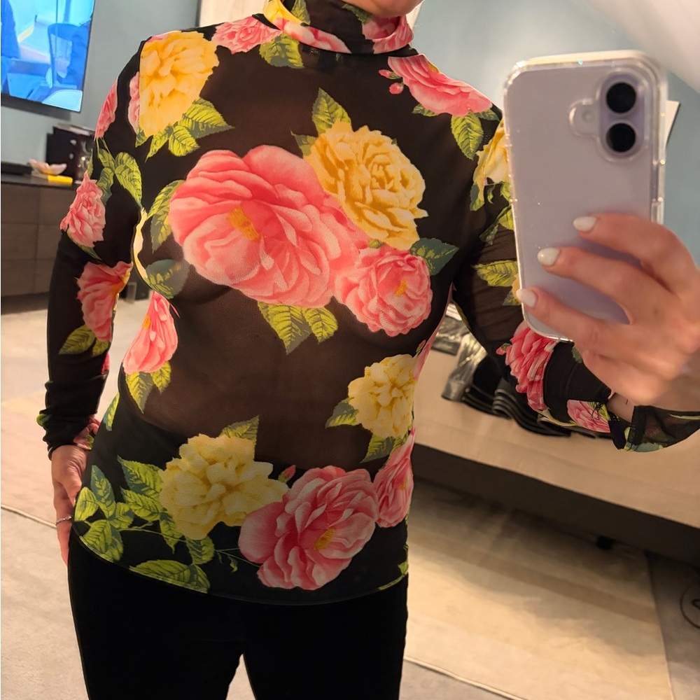 Floral Sheer Long Sleeve Top- Dolce vibe